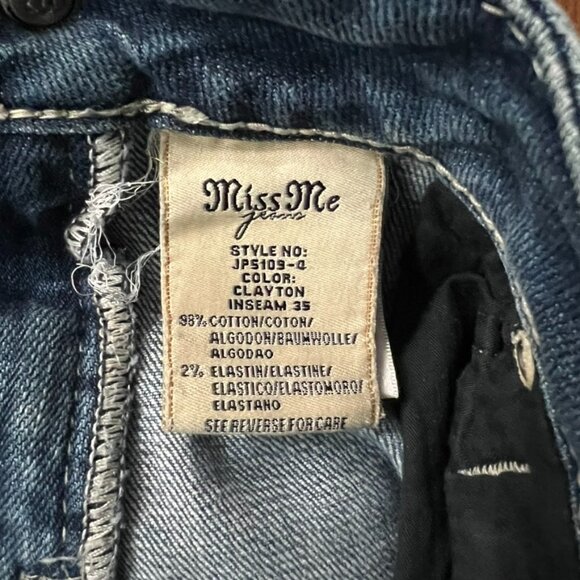 Miss Me Jeans Womens 30 Fleur de Lis Embellished Bootcut Distressed Denim - Picture 10 of 11